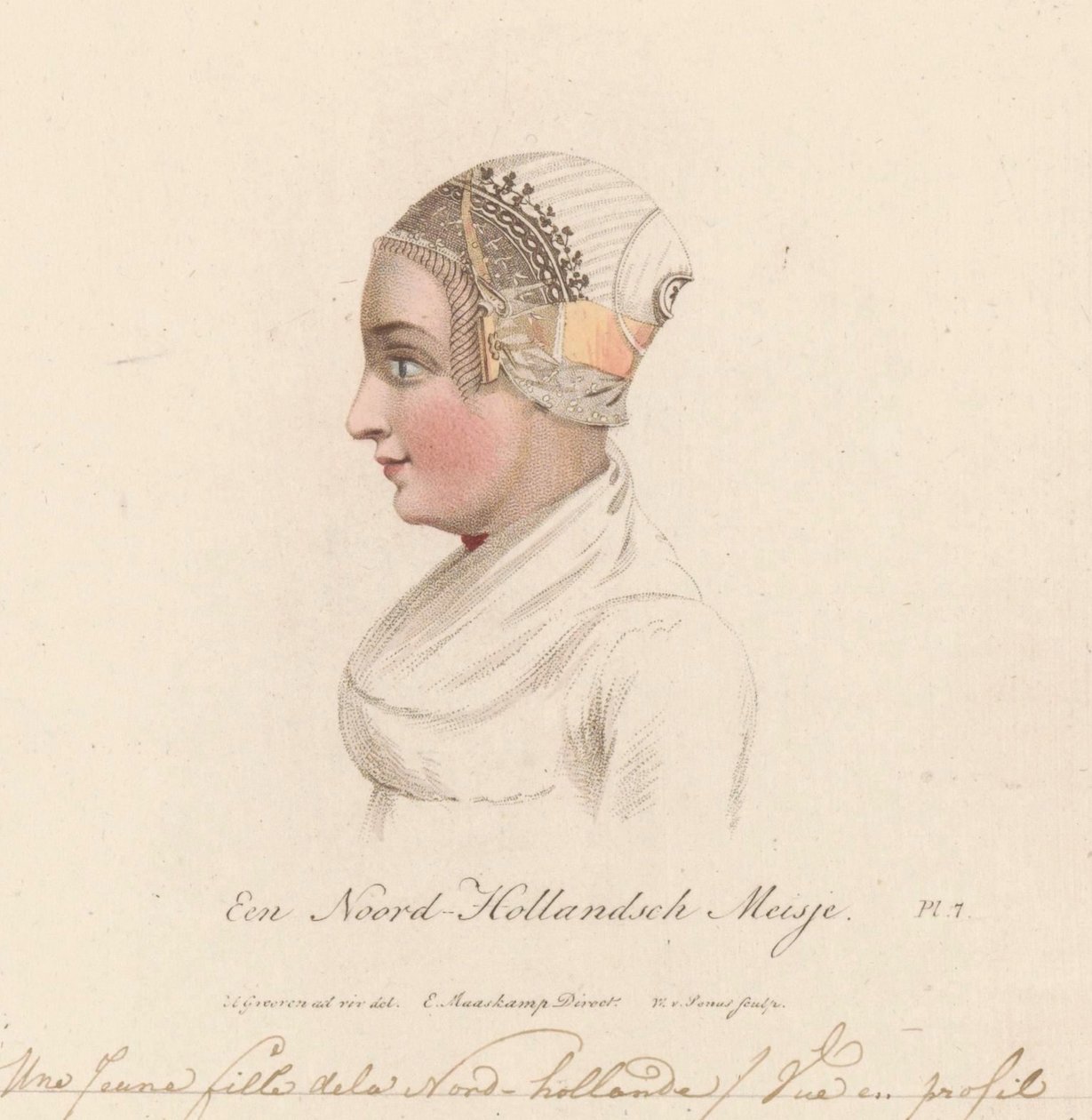 Kopfbedeckung eines Mädchens aus Nordholland, 1816 von Willem van Senus