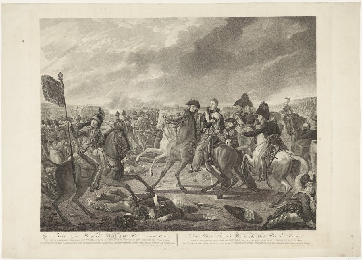 Seine Königliche Hoheit Wilhelm Prinz von Oranien in der ruhmreichen Schlacht von Waterloo, am 18. Juni 1815, verwundet im Moment des Sieges von Willem van Senus