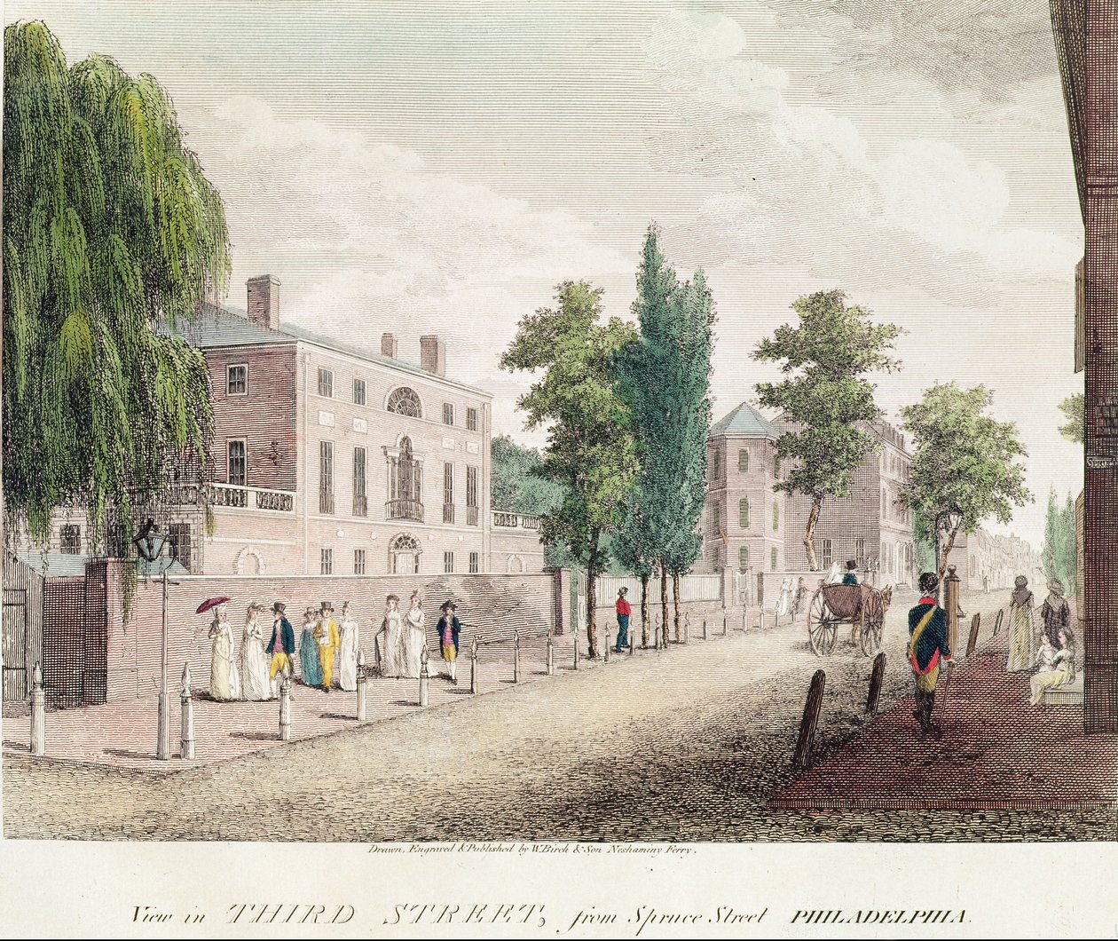 Ansicht der 3rd Street von der Spruce Street, Philadelphia von William and Son Birch