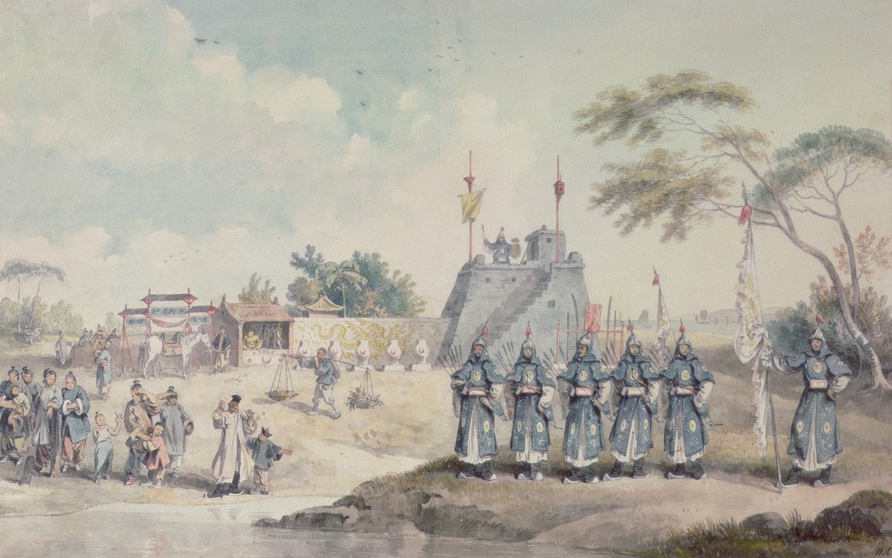 Chinesischer Militärposten am Fluss Eu Ho von William Alexander