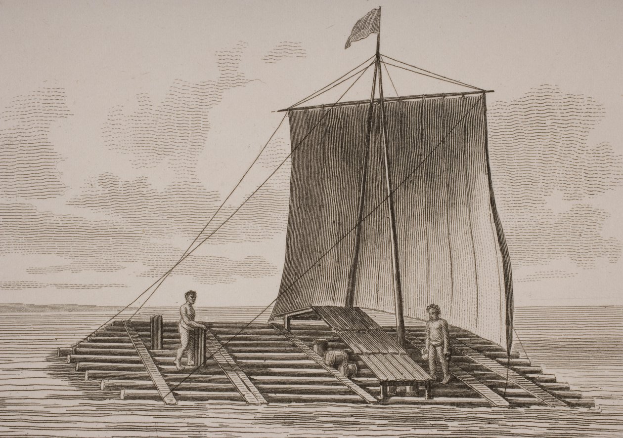 Eine südamerikanische Bolsa-Holzflöße, graviert von Thomas Milton, 1820 von William Anderson