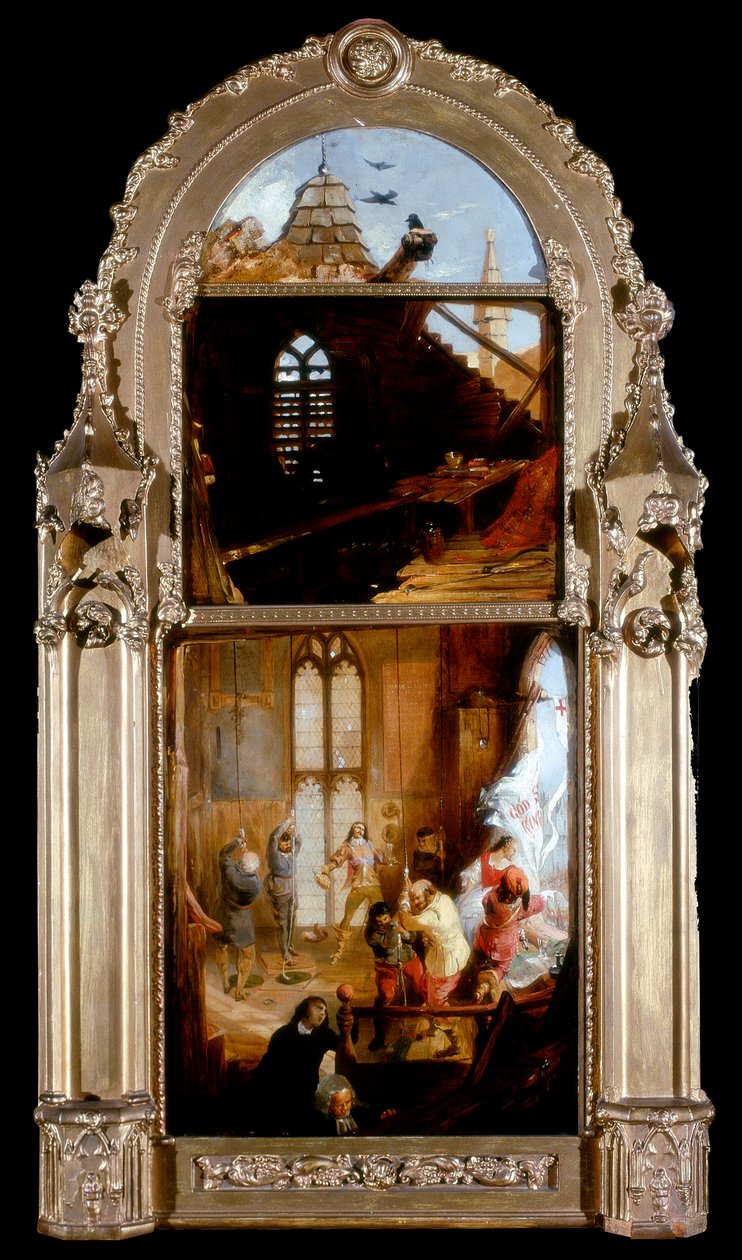 Glockenläuter und Kavaliere feiern den Einzug von Charles II. in London bei der Restauration, ca. 1842 von William Bell Scott