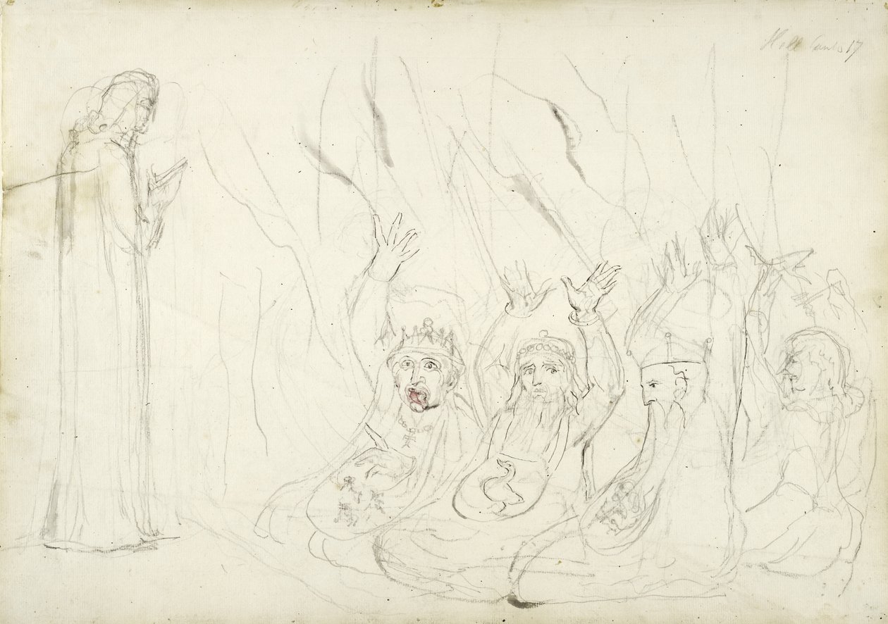 Dante und die Wucherer, Illustration zur Göttlichen Komödie von Dante Alighieri, 1824-27 von William Blake