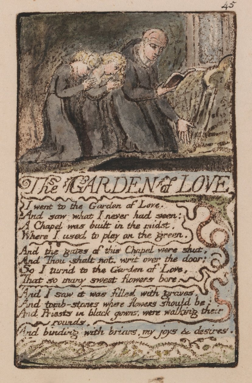 Lieder der Unschuld und der Erfahrung, Platte 45, Der Garten der Liebe (Bentley 44) von William Blake