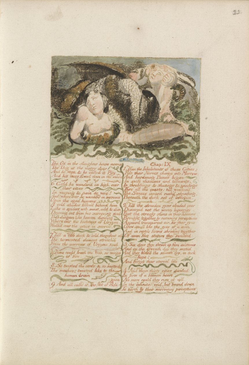 Der Ochse im Schlachthaus stöhnt..., Platte 26 aus Das erste Buch von Urizen von William Blake