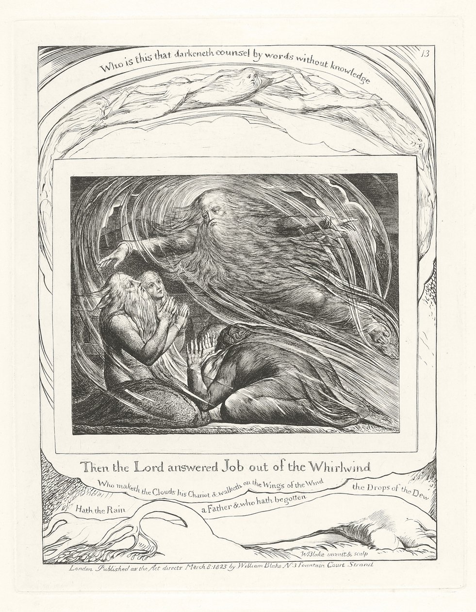 Dann antwortete der Herr Hiob aus dem Wirbelwind, 1825 von William Blake
