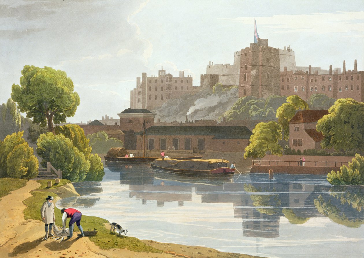 Schloss Windsor, aus einer Zusammenstellung von Ansichten von Windsor, Eton und Virginia Water, um 1827-30 von William Daniell