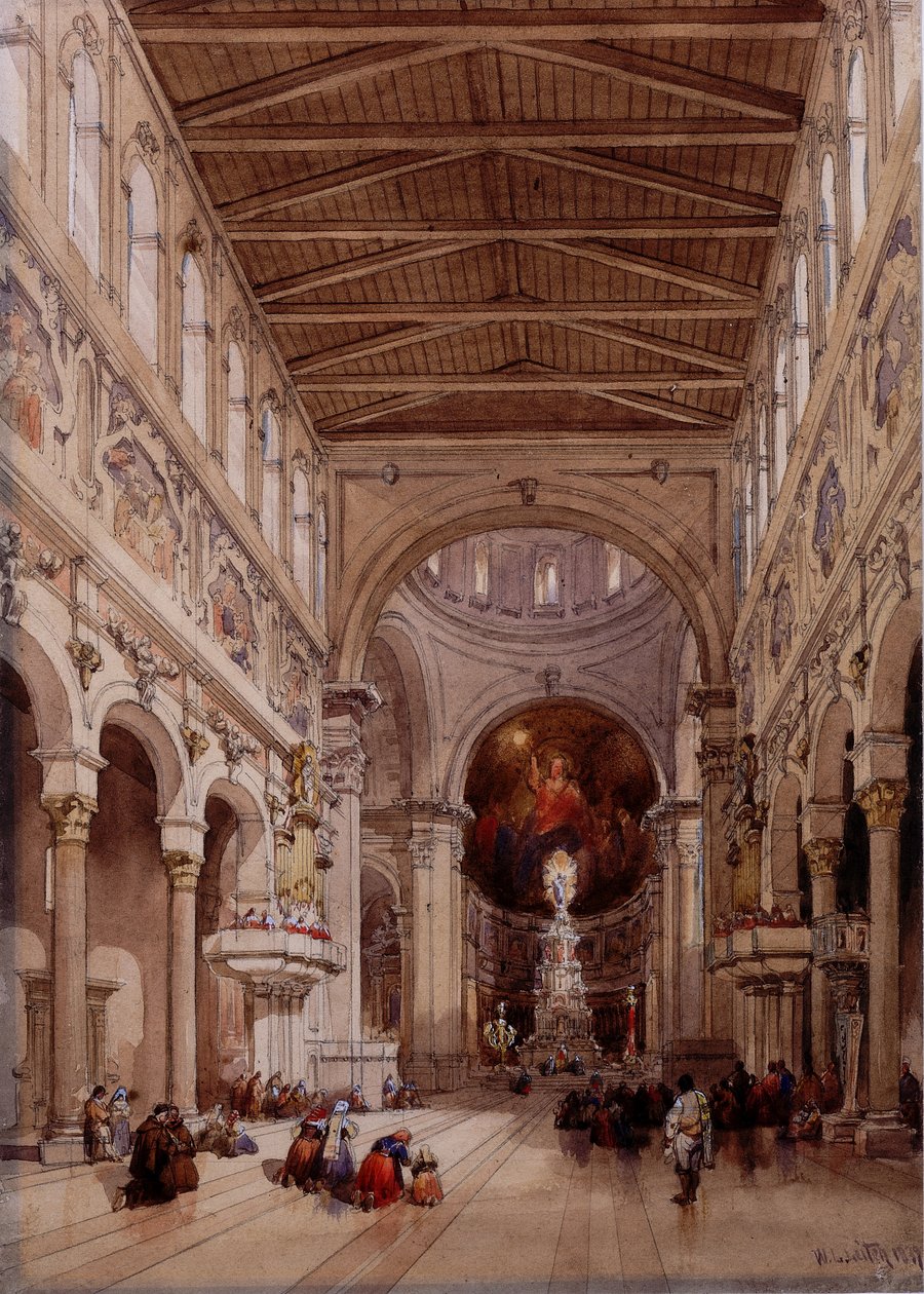 Innenansicht der Kathedrale, Messina, 1839 von William Leighton Leitch
