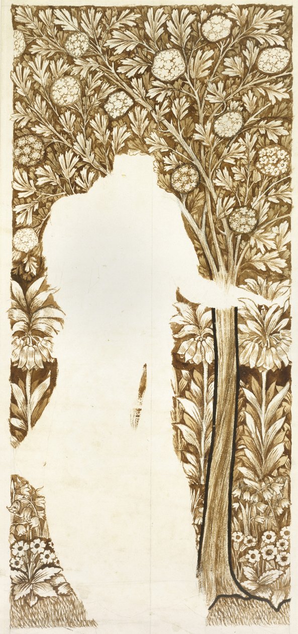 Entwurf für einen Laubhintergrund (unvollendet) von William Morris