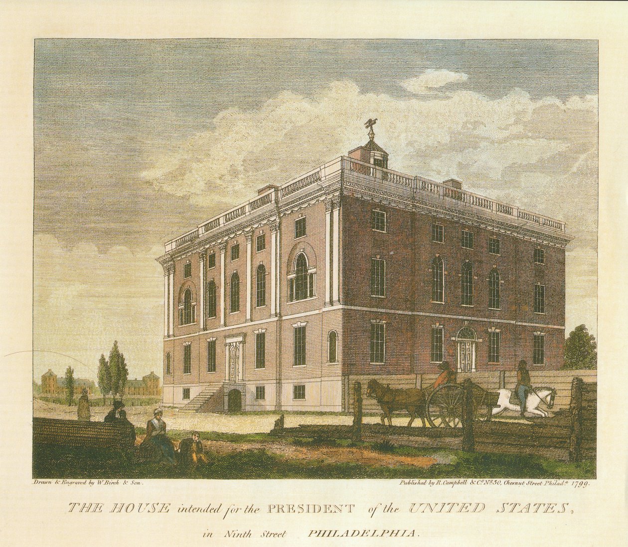 Das für den Präsidenten der Vereinigten Staaten vorgesehene Haus in der Ninth Street, Philadelphia von William Russell Birch