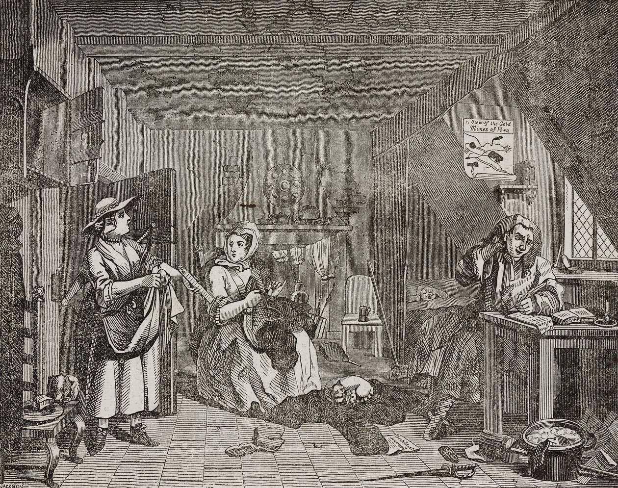 Leidender Dichter, nach einem Gemälde von William Hogarth von William (after) Hogarth