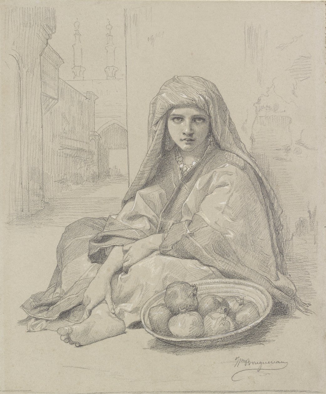 Nordafrikanisches Mädchen verkauft Granatäpfel, spätes 19. Jahrhundert von William Adolphe Bouguereau