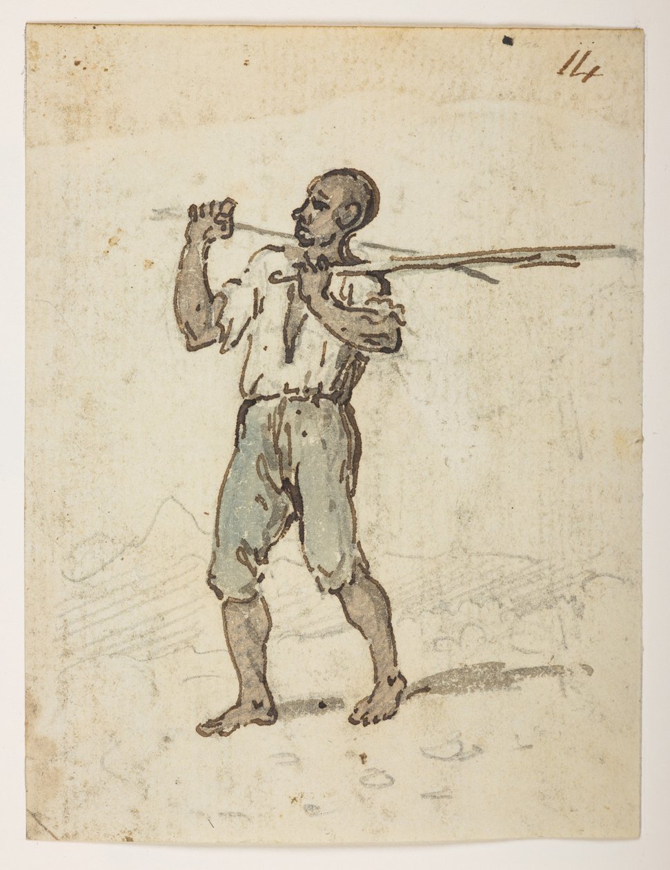 Einwohner von St. Jago aus einem Album von 372 Zeichnungen von Landschaften, Küstenlinien, Kostümen und Alltagsleben während der Gesandtschaft von Lord Macartney an den Kaiser von China, zwischen 1792 und 1794 von William Alexander