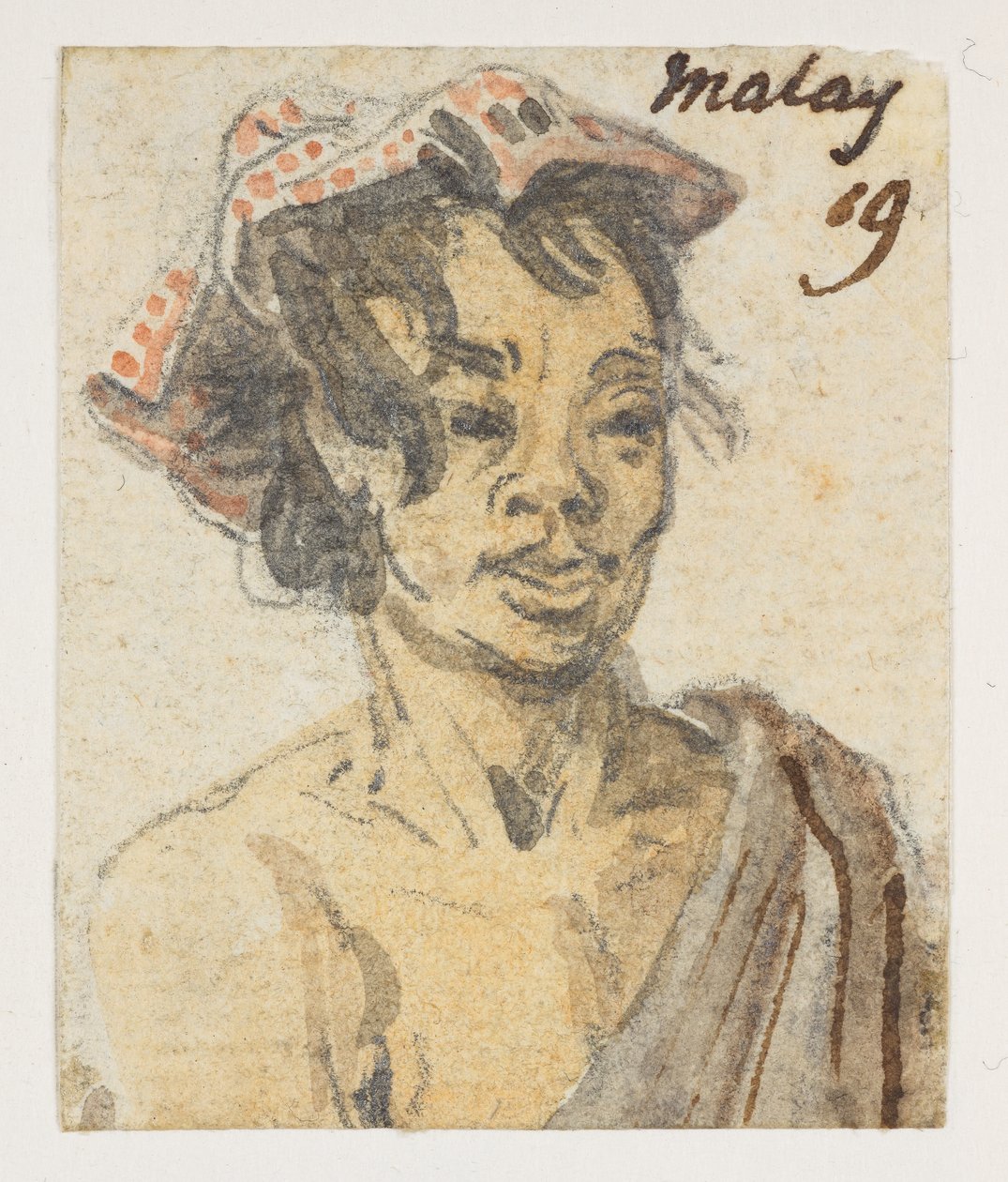 Malay aus einem Album von 372 Zeichnungen von Landschaften, Küstenlinien, Kostümen und Alltagsleben während der Gesandtschaft von Lord Macartney an den Kaiser von China, zwischen 1792 und 1794 von William Alexander