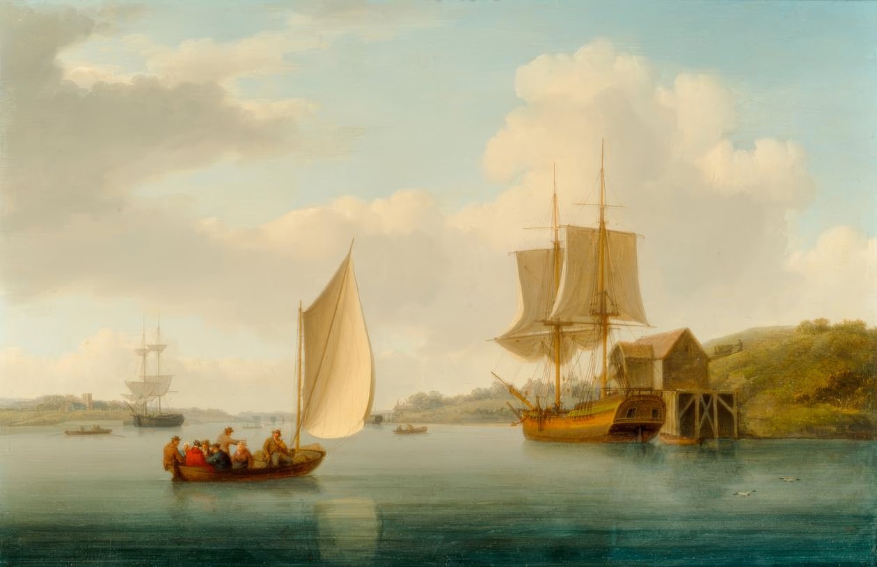 Eine Collier-Brigg vor Anker auf der Medway von William Anderson