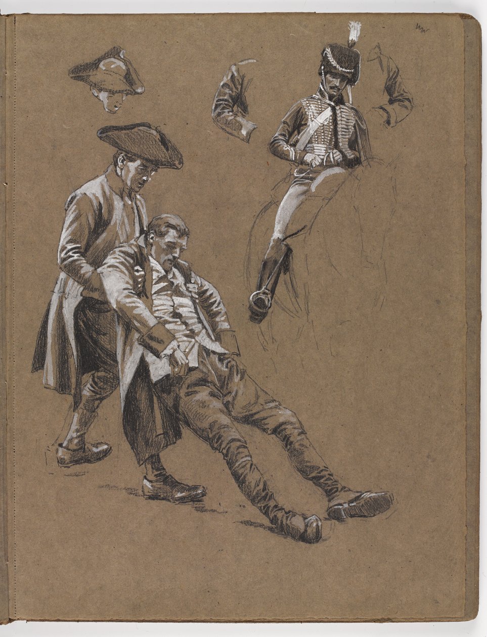 Studie für das Ölgemälde von William Barns Wollen, Die Schlacht von Lexington 1775 von William Barnes Wollen