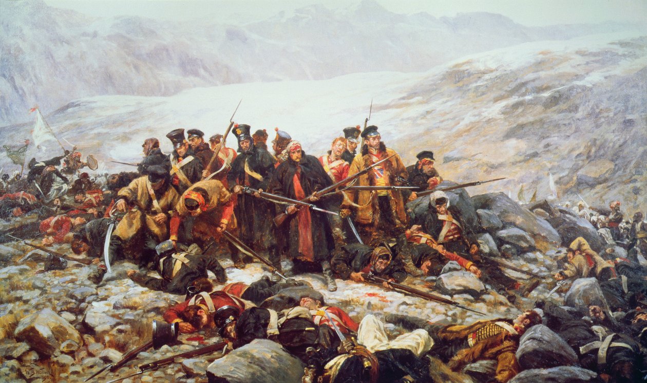 Der letzte Widerstand des 44. Regiments bei Gundamuck während des Rückzugs aus Kabul von William Barnes Wollen