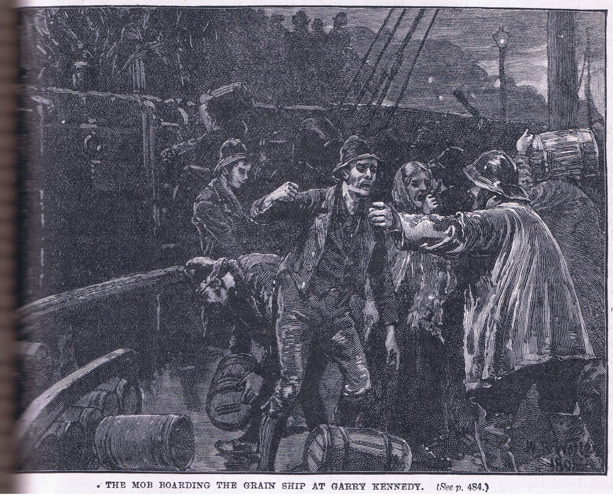 Der Mob besteigt ein Getreideschiff in Garry Kennedy AD 1841 von William Barnes Wollen