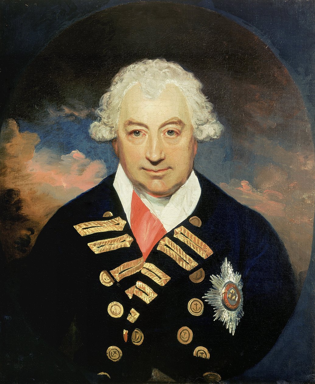 Porträt von Konteradmiral Sir John Jervis (1735-1823), erster Earl of Saint Vincent, mit dem Band des Bath-Ordens, Kommandant der britischen Mittelmeerflotte 1795 und 1797, zusammen mit Horatio Nelson (1758-1805), er setzt die spanische Flotte ab von William Beechey