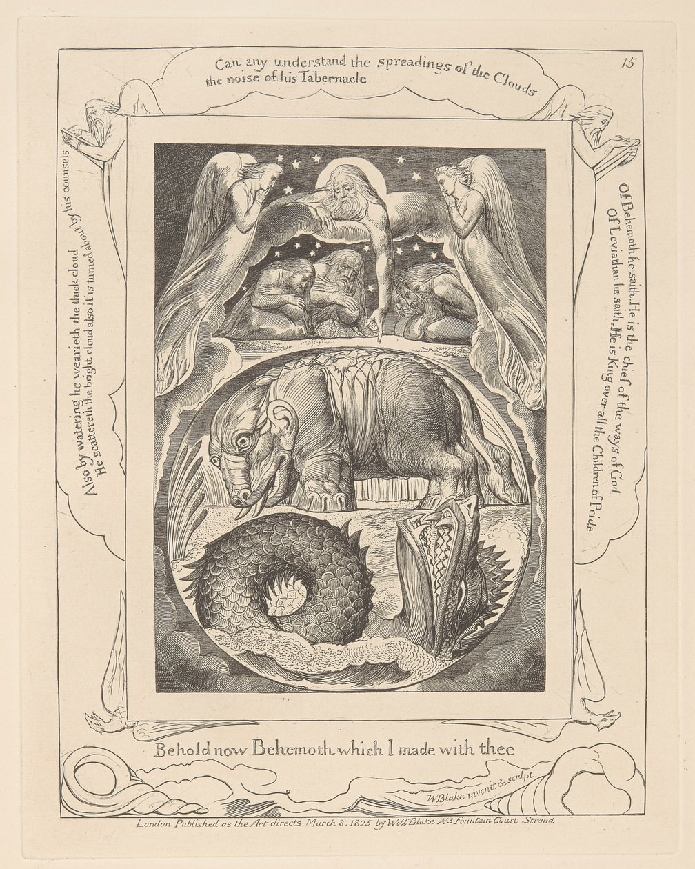 Buch Hiob, Platte 15, Behemoth und Leviathan von William Blake