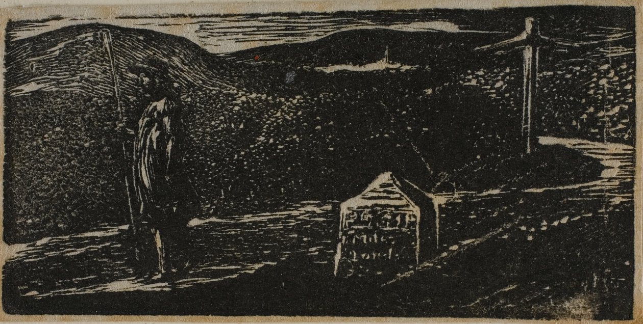 Colinets Reise: Meilenstein mit der Markierung LXII Meilen nach London, aus Die Hirtengedichte von Virgil von William Blake