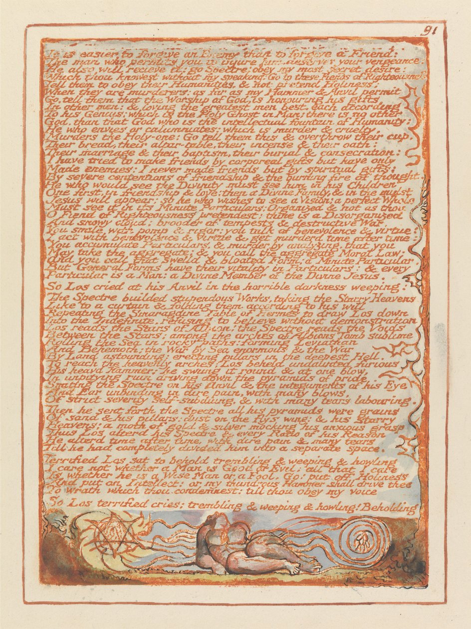"Es ist leichter, einem Feind zu vergeben..." (Tafel 91) von William Blake