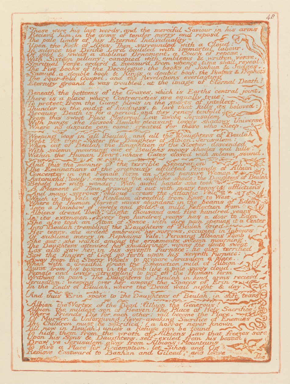 Jerusalem, Tafel 48, Dies waren seine letzten Worte... von William Blake