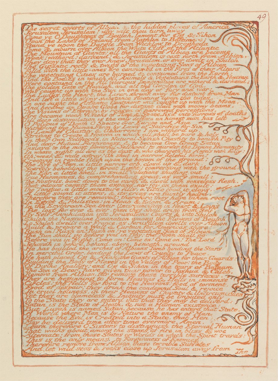Jerusalem, Tafel 49, Die geheimen Verstecke von Albion.... von William Blake