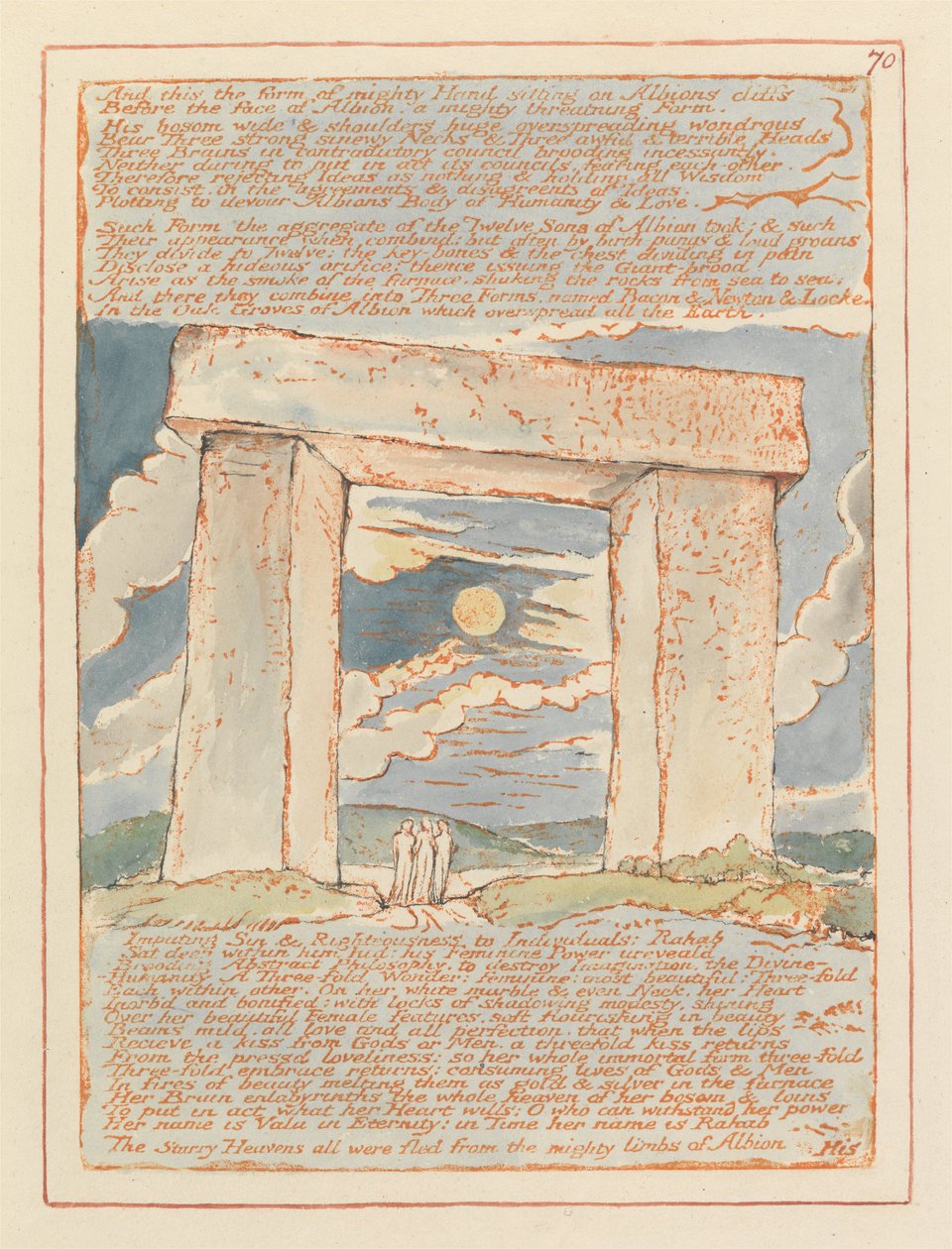 Jerusalem, Platte 70, Und dies die Form der mächtigen Hand.... von William Blake