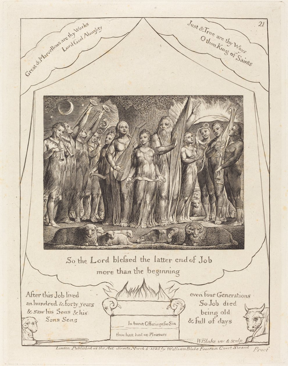 Hiob und seine Frau wiederhergestellt zum Wohlstand, 1825 von William Blake
