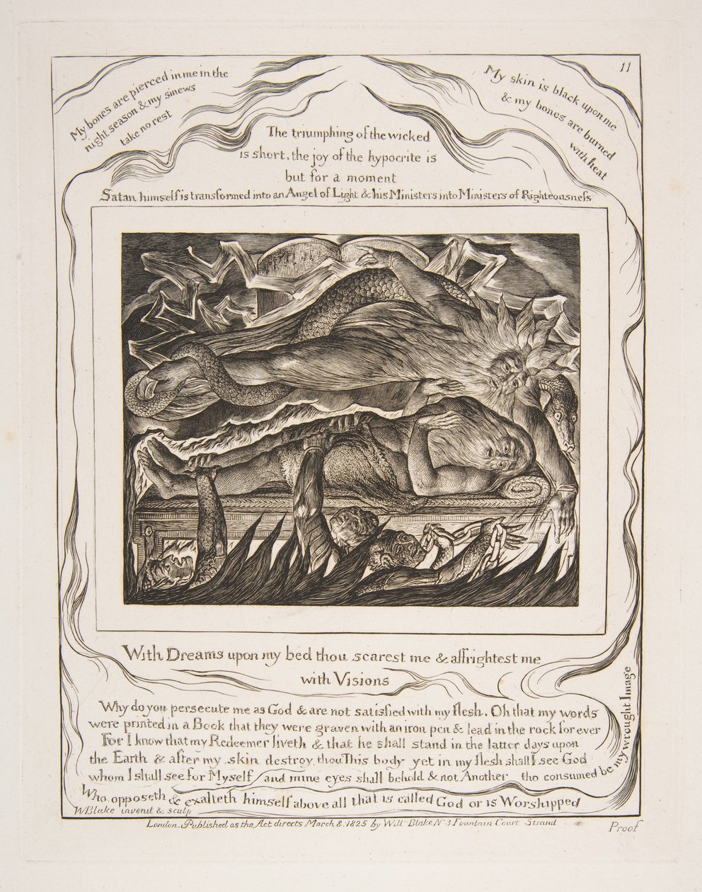 Jobs böse Träume, aus Illustrationen des Buches Hiob von William Blake