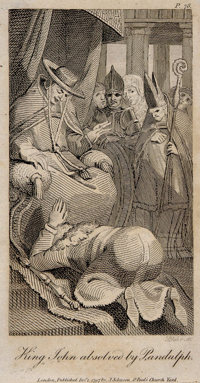 König Johann wird von Pandulph absolviert, nach Henry Fuseli, 1798 von William Blake