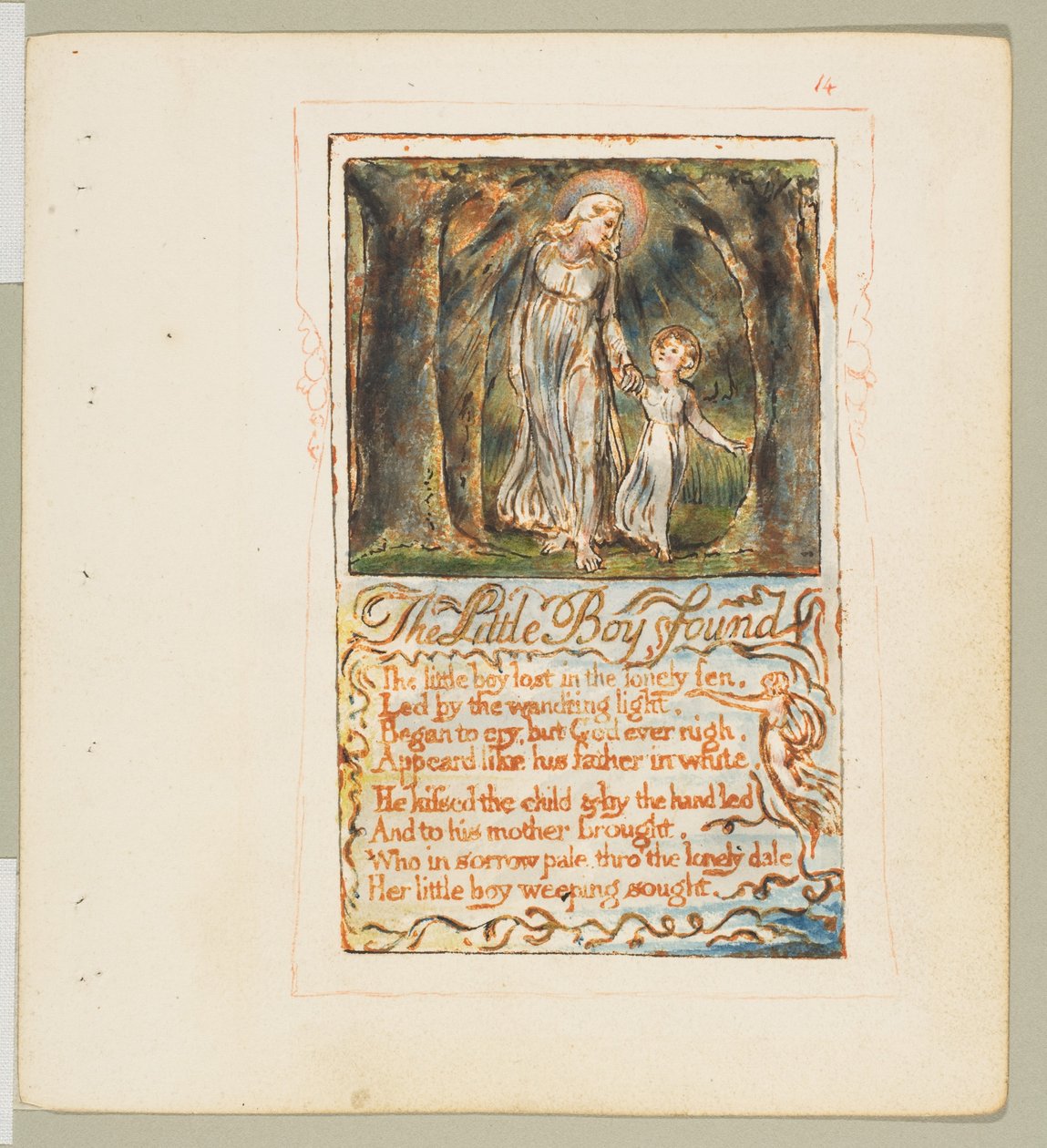 Lieder der Unschuld und der Erfahrung: Der kleine Junge gefunden, ca. 1825 von William Blake