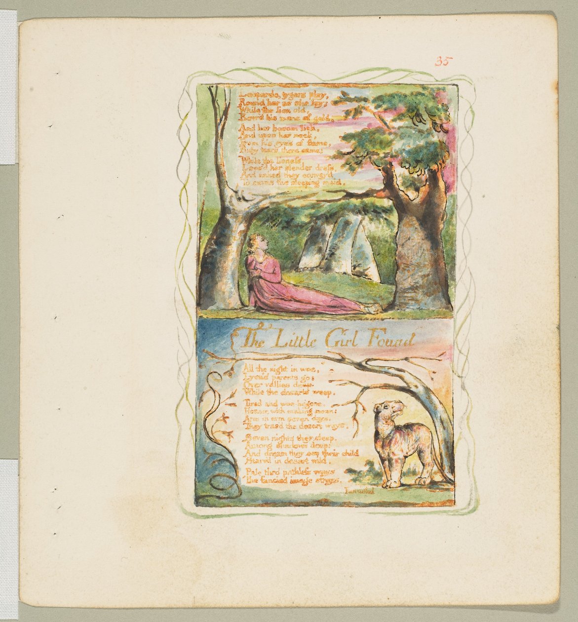 Lieder der Unschuld und der Erfahrung: Das verlorene kleine Mädchen Das gefundene kleine Mädchen, ca. 1825 von William Blake