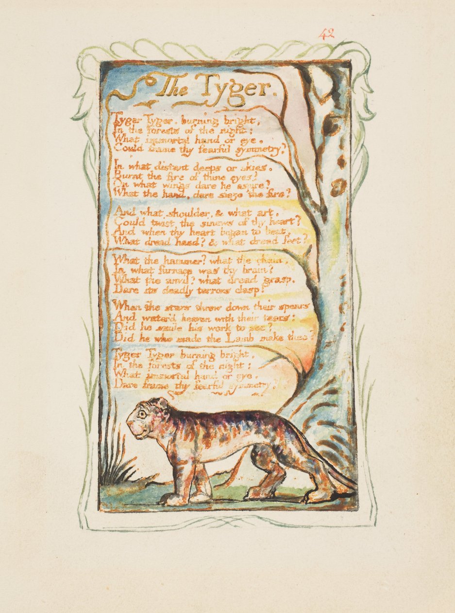 Lieder der Unschuld und der Erfahrung: Der Tiger, ca. 1825 von William Blake
