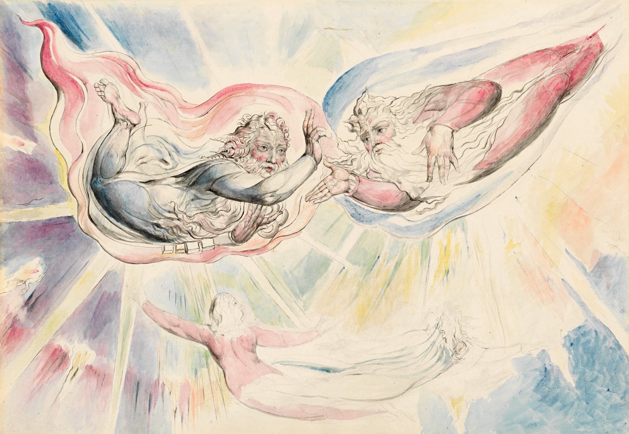 St. Peter und St. James mit Dante und Beatrice von William Blake
