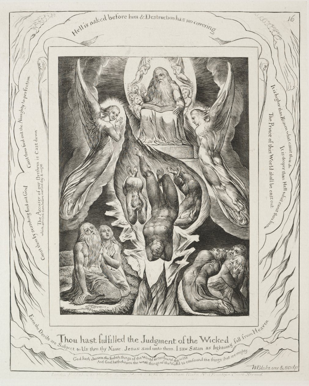 Das Buch Hiob: Pl. 16, Du hast das Urteil der Gottlosen erfüllt von William Blake