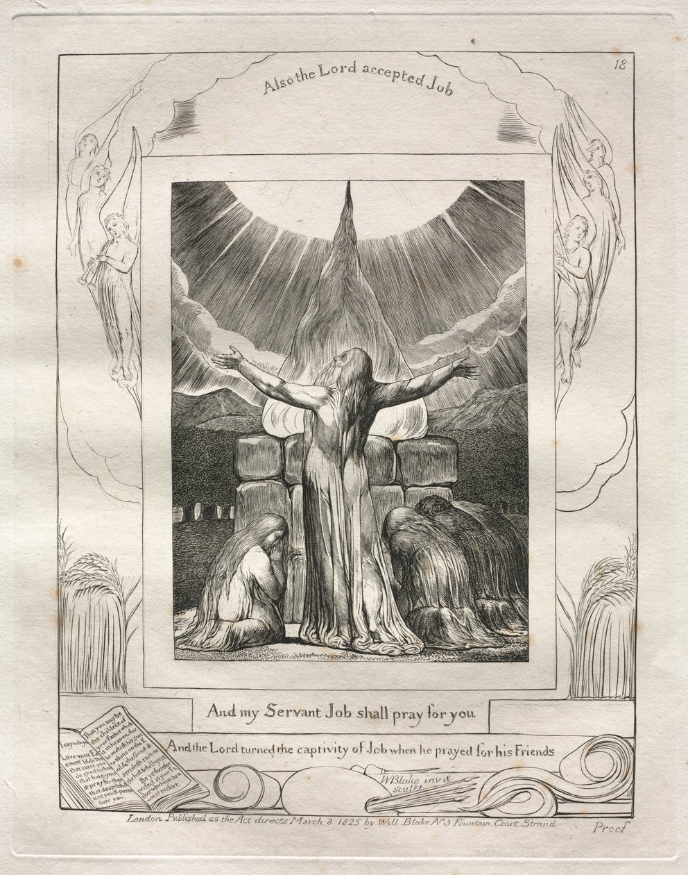 Das Buch Hiob: Pl. 18, Und mein Knecht Hiob wird für euch beten von William Blake