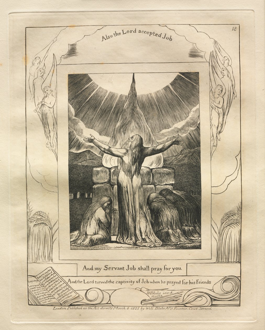 Das Buch Hiob: Pl. 18, Und mein Diener Hiob wird für dich beten von William Blake