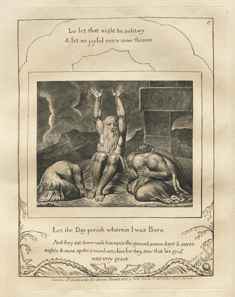 Das Buch Hiob: Pl. 8, Der Tag soll vergehen, an dem ich geboren wurde von William Blake