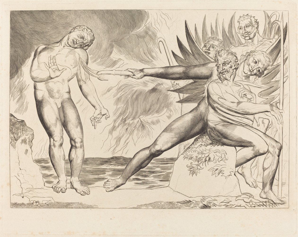 Der Kreis der korrupten Beamten; Die Teufel, die Ciampolo quälen von William Blake