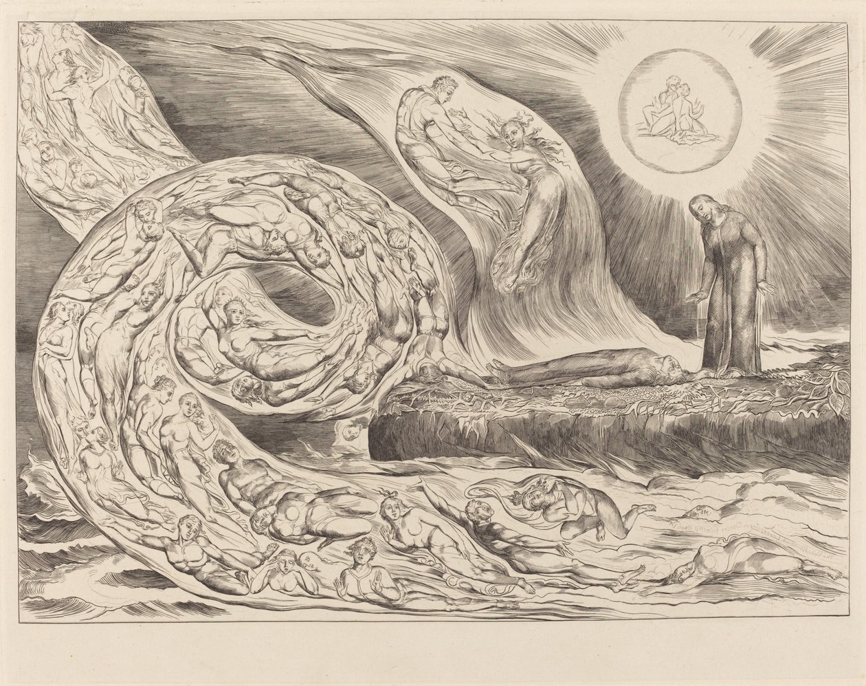Der Kreis der Wollüstigen; Paolo und Francesca von William Blake