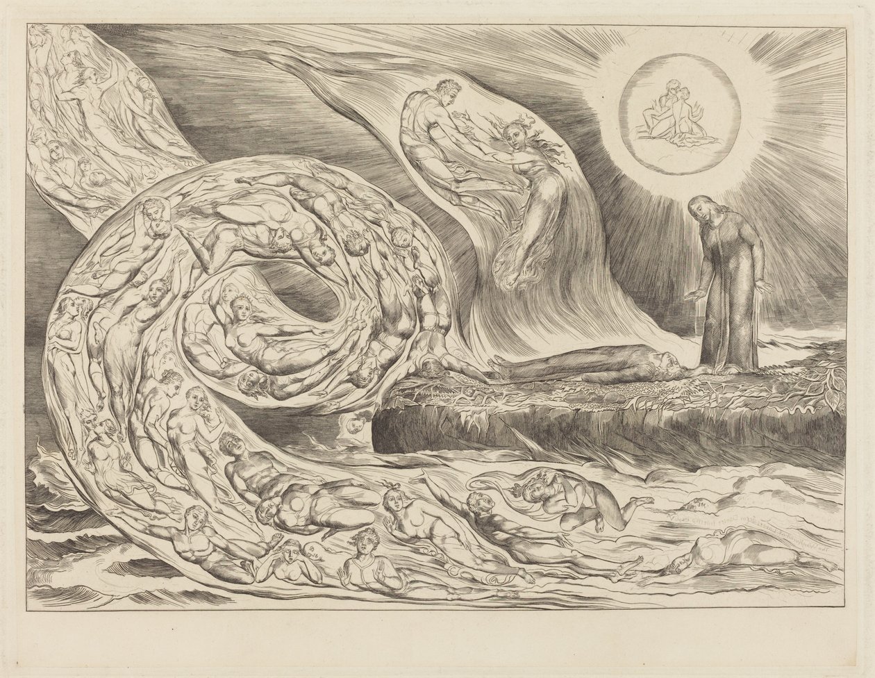 Der Kreis der Lüsternen: Paolo und Francesca von William Blake