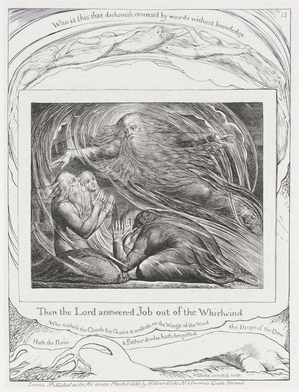 Der Herr antwortet Hiob aus dem Wirbelsturm von William Blake