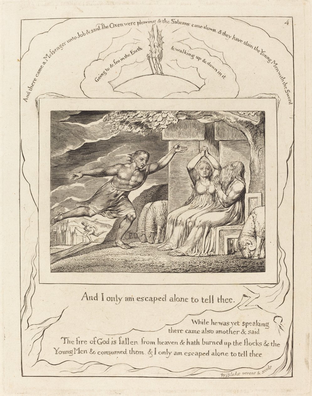 Die Boten berichten Hiob von seinen Unglücken von William Blake