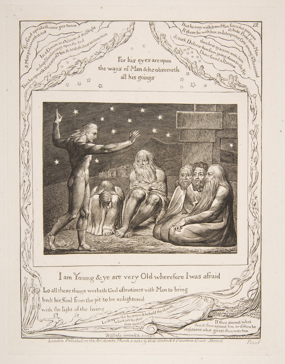 Der Zorn des Elihu, aus Illustrationen zum Buch Hiob von William Blake