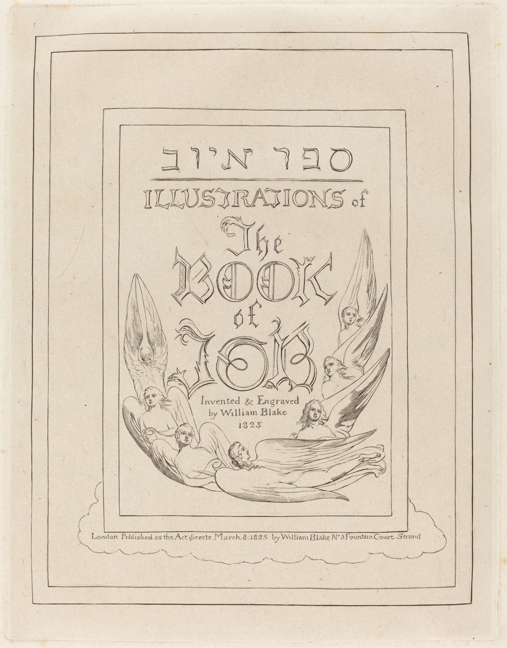 Titelseite der gravierten Illustrationen zum Buch Hiob von William Blake