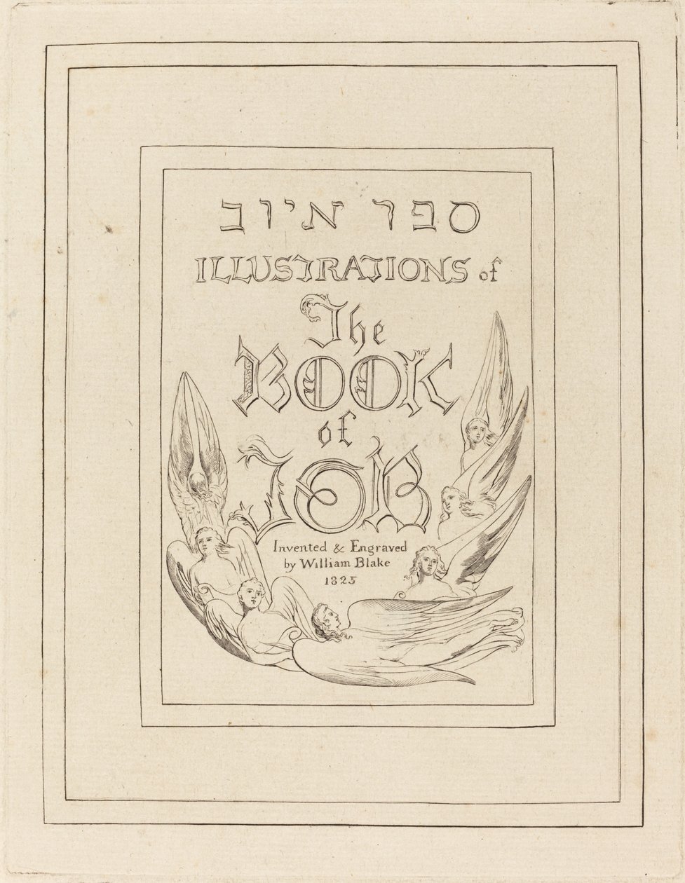 Titelseite der gravierten Illustrationen zum Buch Hiob von William Blake