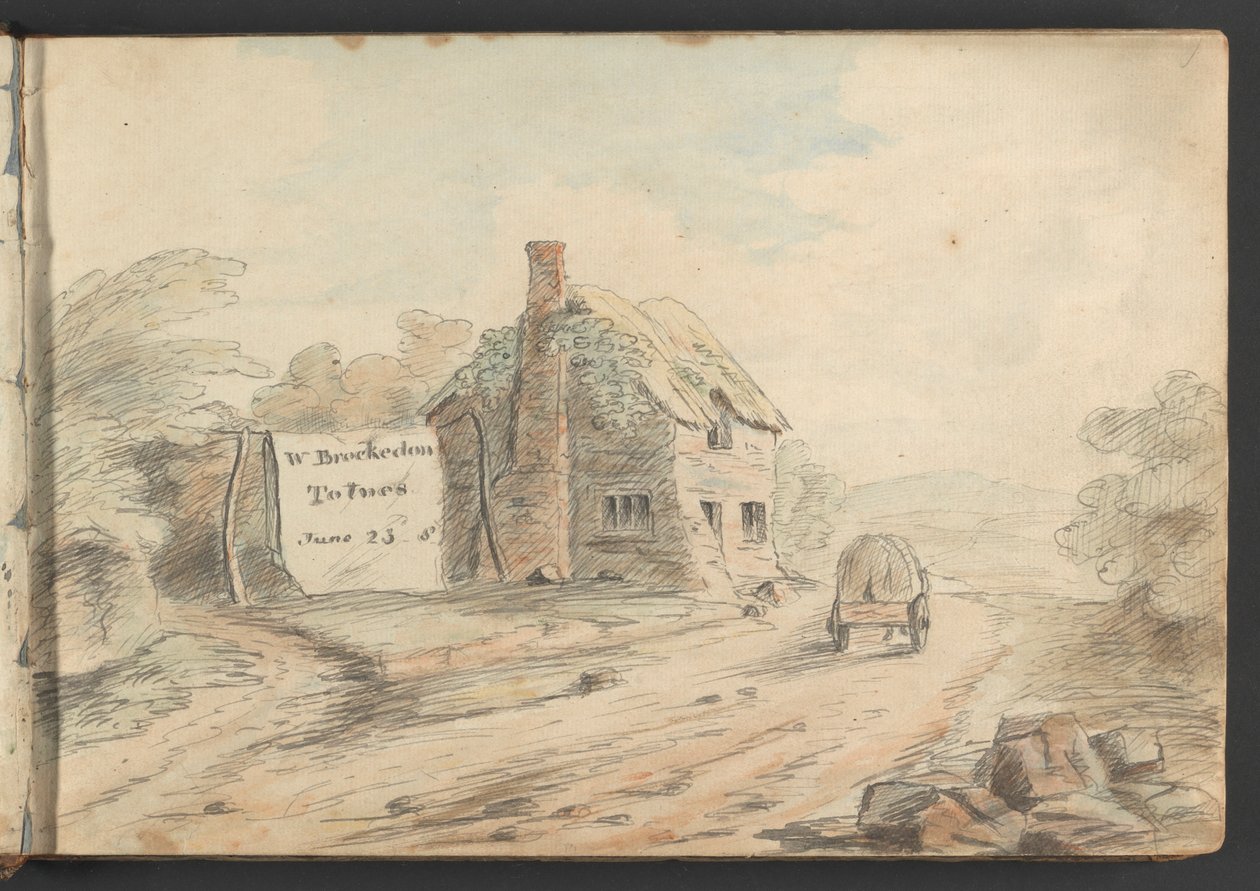 Landschaft mit Dorf und Wagen von William Brockedon