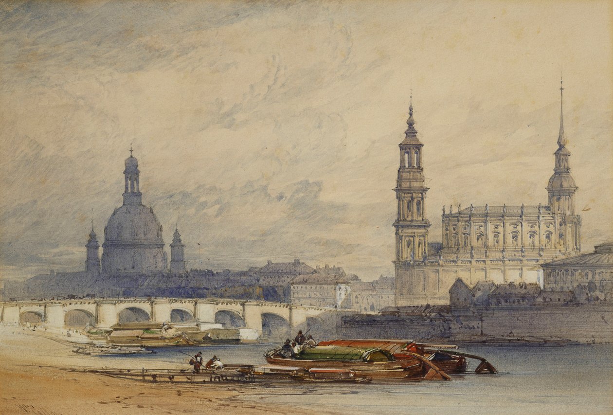 Dresden von der Elbe aus, 1853 von William Callow